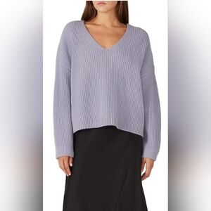 ELK Australia Lambswool Sweater Oversized V-neck 6 M/L warm winter LILAC $267